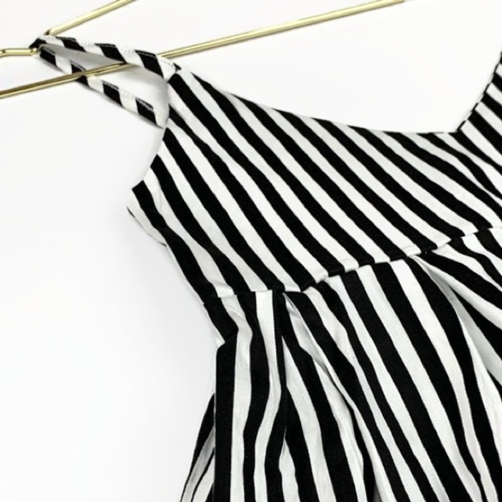Striped Black + White Babydoll Cami Top - Picture 6 of 8